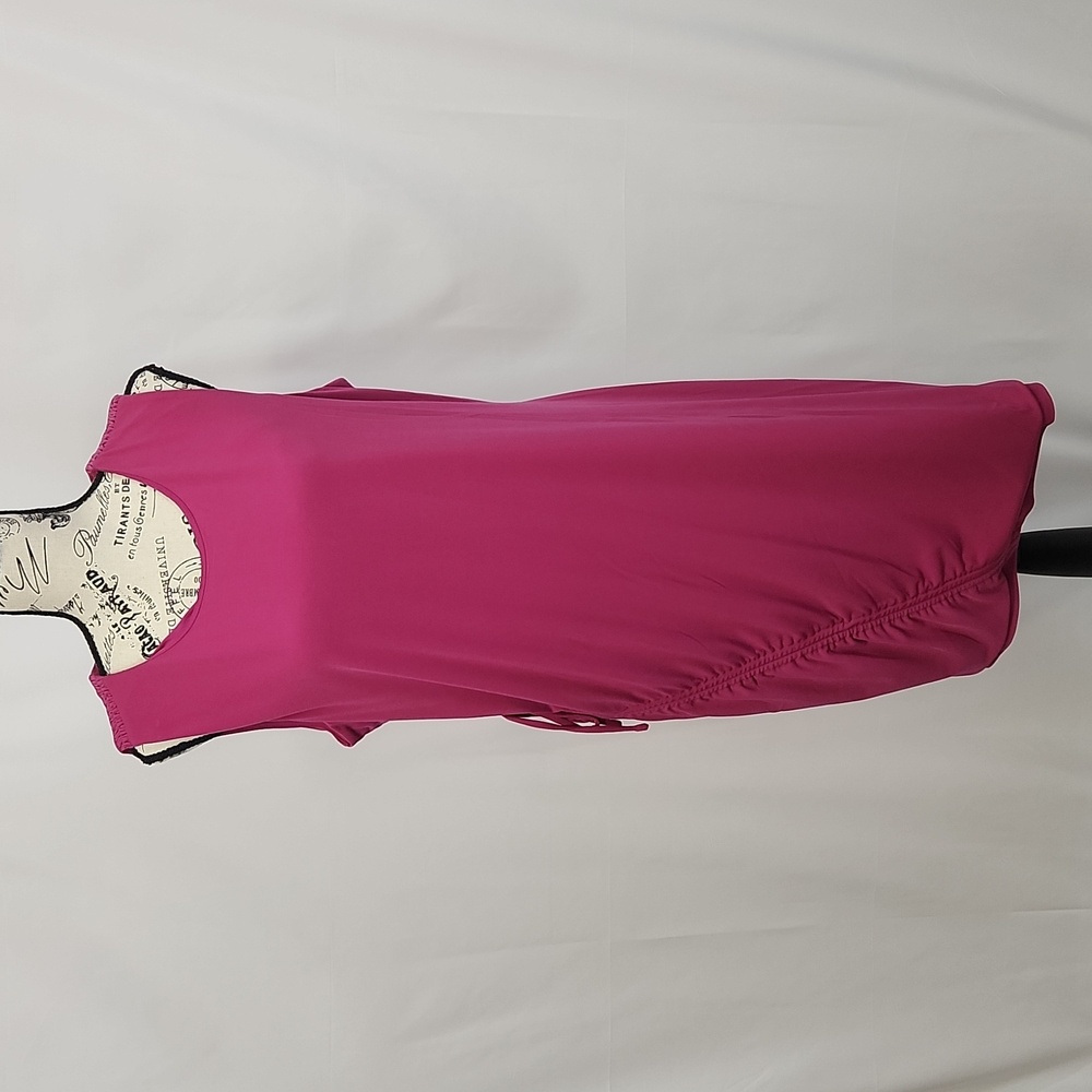 Goldray Sleeveless Pink Dress With Drawstring Ruching, XL